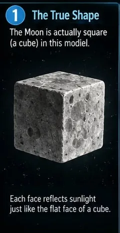 Figure 2: The popular form of the argument, panels 1–5. (1) The source: a Lambertian face of the cube (HER). (2) Free propagation, Section 2. (3) The atmosphere as a spherically stratified g (panel 2 of 6)